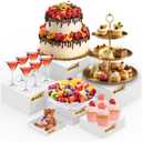 Buffet Risers Set of 6 Food Display Risers for Party, White Dessert Stands, Acrylic Cube Boxes Display Nesting for Buffet Table Catering Dessert 5" 6" 7" 8" 9" 10"