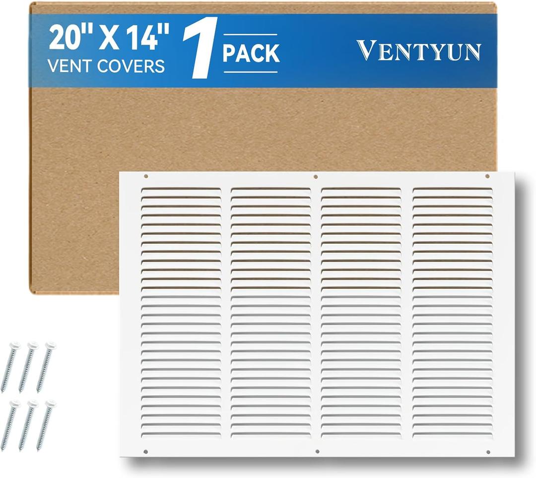 Vent Cover, Return Air Filter Grille for Wall and Ceiling, Fits 20"×14" Duct Opening, Residential & Commercial Applications, Easy Installation with Screws, 20x14 IN -1PCS