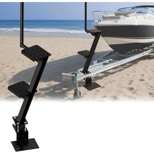 Heavy-Duty Boat Trailer Steps with Handle, Non-Slip Surface, Universal Fit Boarding Steps for Bass Boat, Pontoon Boat, Loading Gear or Fishing, 3 Steps