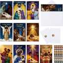 TICIAGA African American Religious Christmas Greeting Card - 50 Set Black Nativity Christmas Greeting Card With Envelope And Sticker, Nativity Blessing Postcard Exchange Gift For Xmas Winter New Year