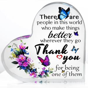 Ewong Thank You Gifts for Women, Acrylic Heart Keepsake for Female, Appreciation Friend Teacher Coworker Manager Superior Boss Volunteer Nurse Doctor Director Gifts Ideas (Thank you 1)