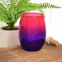 Bad Bananas Ombre Pink and Purple - Set of Two 21 oz Stemless Wine Glasses - Colored Glassware - Colorful Drinking Glasses Wine Gifts for Women