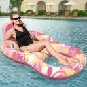 Pool Floats Adult with Backrest and 2 Cup Holder, Luxury Inflatable Chair Lounger Backrest, Cool Fun Pool Chair Floats for Summer, Swimming Pool, Beach, Enjoy Vacation