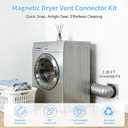 Magnetic Dryer Vent Coupling Connector Kit, 4 Inch Flexible Dryer Vent Pipe with Strong Magnetic Seal, Quick Connect, Easy Install Universal Fit for Most Dryers, Home Laundry Room Essential