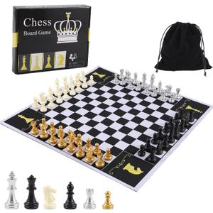4 Four Players Chess Board Game Four Person Chess Set Game Unique Team Chess Set Mouse Pad Material with 4 Sets of Chess Pieces (64 Pieces) 2-4 Person Adult Game Portable Game Set
