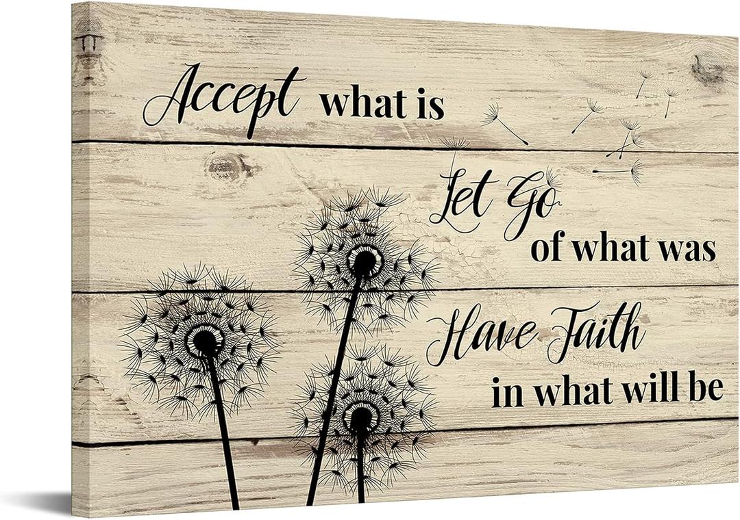 iKNOW FOTO Dandelion Accept What is Let Go of What was Quotes Poster Canvas Prints Wall Art Prints Vintage Home Decor Xmas Gifts 24x36