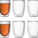 Bodum 12oz Pavina Double Wall Insulated Tumbler, High-Heat Borosilicate Glass, Set of 6, Clear