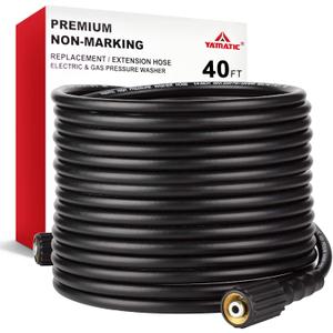 YAMATIC Pressure Washer Hose 40FT 1/4" Kink Resistant M22 Brass Fitting Power Washer Hose Replacement for Ryobi, Troy Bilt, Greenworks, CRAFTSMAN & More High PressureWashers, 3200 PSI