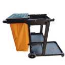 Simpli-Magic Janitorial Cart, 330 lbs Capacity 3-Shelf Commercial Housekeeping Cleaning Cart on Wheels, 25 Gallon Bag with Lid Stable, Smooth Movement