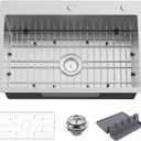 Kitchen And Bar Sink, 27x18 Inch Stainless Steel Drop In Modern Single Bowl Topmount Kitchen And Bar Sink Combo-SS Grid,Spoon Rest,Drain Strainer Set Compatibility With Various Kitchen&Bar Style