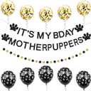 Dog Birthday Party Decorations Supplies It's My Bday Mother Puppers Banner Puppy Dog Paw Backdrop Funny Dog Birthday Bunting 12 Inch Paw Balloon Pet Party Supplies Black Glitter Dot Circle Garland