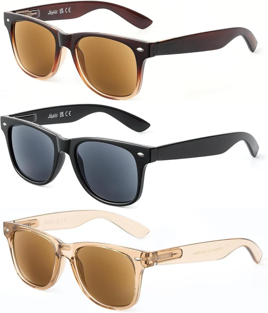 LADEESSE 3 Pack Reading Sunglasses for Women, UV400 Sun Readers Glasses Spring Hinge Outdoor Sunglasses(Not bifocal) (Multiple Colors)