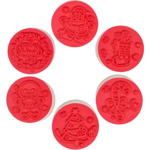 CCINEE 6Pcs Christmas Stamps for Crafting, Holiday Merry Christmas Wooden Rubber Stamps for Adult Card Making and Scrapbooking Crafts (1.15 x 0.98 inches)