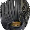 Franklin Sports Field Master Baseball + Softball Glove - Field Master Adult + Youth Baseball + Softball Mitt - Men's + Women's Gloves - Right Hand Throw (Black/Gold)