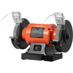 VEVOR Bench Grinder, 6-in Single Speed, 3450RPM High-Speed Table Grinders with 450W 3.8A 3/5Hp Induction Motor, 36/60-Grit Grinding Wheel & Adjustable Eye Shield for Fast Sharpening Grinding