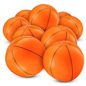 Inflatable Basketballs (Pack of 12) 16inch Beach Balls for Pool Beach Toys & Basketball Party Favors for Kids Sports Themed Birthday Party Decorations, Outdoor Backyard Summer Pool Games Supplies