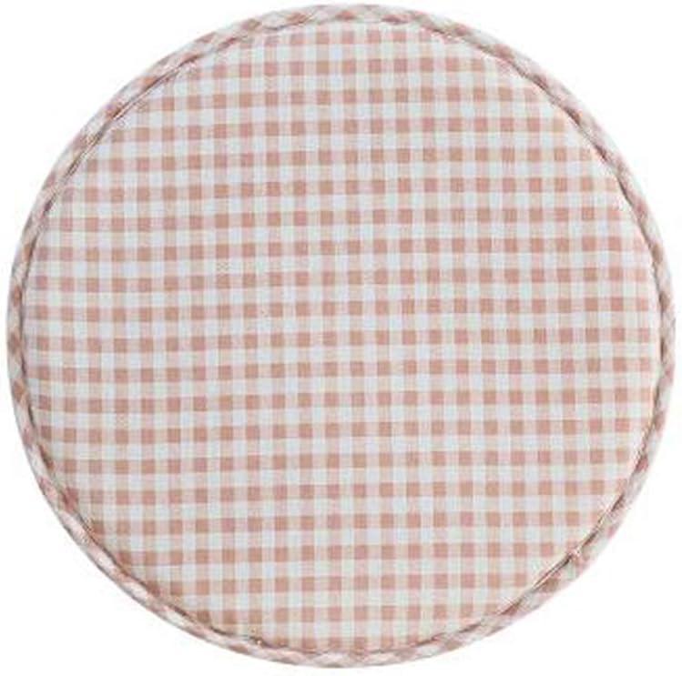 Round Linen Cushion Tatami Sponge Seat Chair Cushion Stool Chair Cushion with Buckle (Beige)