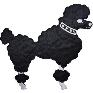 Black Poodle Dog Facing Right Embroidered Iron on Patch