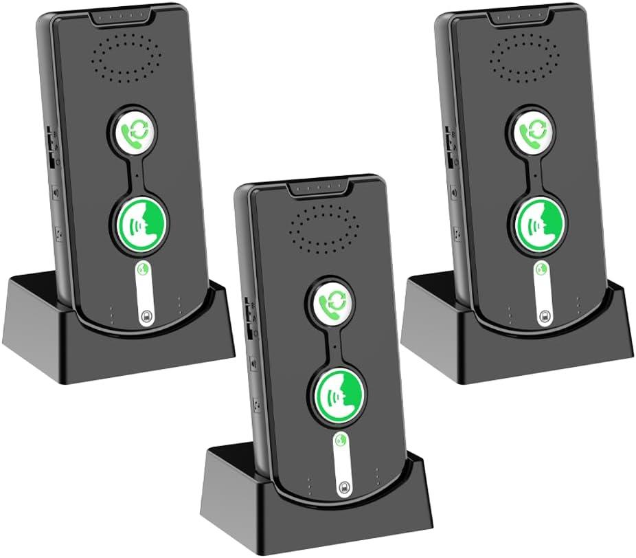 2 Way Intercom for Home Upgraded, Portable Wireless Intercom System for House with 5 Level Volume and Ringtones Adjustment Rechargeable for Hospital Hotel Office Business 3 Pack(Black)