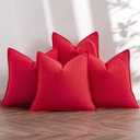 MIULEE Christmas Red Linen Pillow Covers Pack of 4 Decorative Natural Solid Throw Pillow Covers Soft Accent Boho Farmhouse Couch Pillowcases Modern Home Decor for Living Room Bed Sofa 20x20 Inch