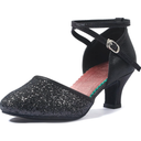 iCKER Womens Latin Dance Shoes Heeled Ballroom Salsa Tango Party Sequin Dance Shoes 9.5