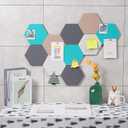 10Pcs Self Adhesive Felt Board Tiles Hexagon Bulletin Board for Walls, Felt Cork Pin Board for Pictures Photos Memos with Push Pins (Color D)