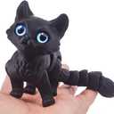 3D Printed Cat,3D Printed Animals Fidget Toys Decor for Stress Relief,Desktop Decoration,Easter Basket Stuffers,Gift for Kids (Black)