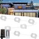 Permanent Christmas Outdoor Lights,50ft 36LED Eaves Lights with Remote,8 Modes Waterproof Outdoor Eave Connectable Christmas String Lights for Indoor Party (White)