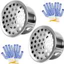 2Pcs PVC Termination Cap for 2 Inch Vent Pipe, 304 Stainless Steel Mesh Screen Vent Cover, Vent Pipe Screen & Exhaust Pipe End Cap with 2 Gloves for Furnace and Roof Vent (2in)