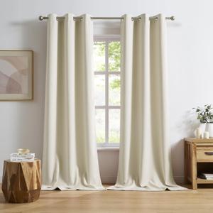 DUALIFE 96 Inch Length Cream Beige Curtains Blackout Window Drapes for Bedroom Thermal Insulated Room Darkening Curtains 2 Panels for Living Room,Grommet Top 42x96 Inches Long Buttercream