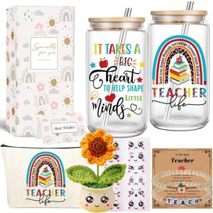 Teacher Gifts for Women Teachers Appreciation Gift 16oz Tumbler Unique Gifts Ideas for Teacher Thank You Basket Box for Teachers Day/Retirement/Christmas/End of Year