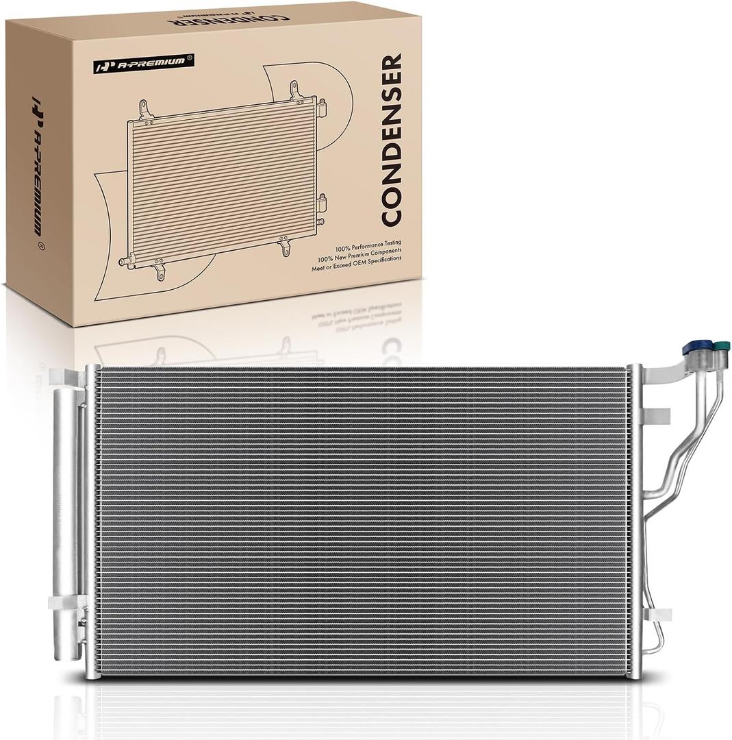 A-Premium Air Conditioning A/C Condenser Compatible with Hyundai Sonata 2011-2014, Azera 2012-2014 & Kia Optima 2011-2015, Cadenza 2014-2016, 2.4L 3.3L, Petrol