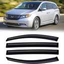 Rain Guards for 2011-2017 Honda Odyssey, Out-Channel Window Visor Shields Vent Deflector Shade Wind Dark Smoke 2012 2013 2014 2015 2016, Tape-On Outside-Mount, 4PCS