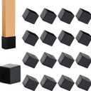 12PCS Square Rubber Furniture Leg Caps 1 Inch x 1 Inch Square Chair Leg Caps Covers Black Furniture Foot Table Chair Leg End Cap, Anti-Slip Chair Leg Floor Protectors, Black