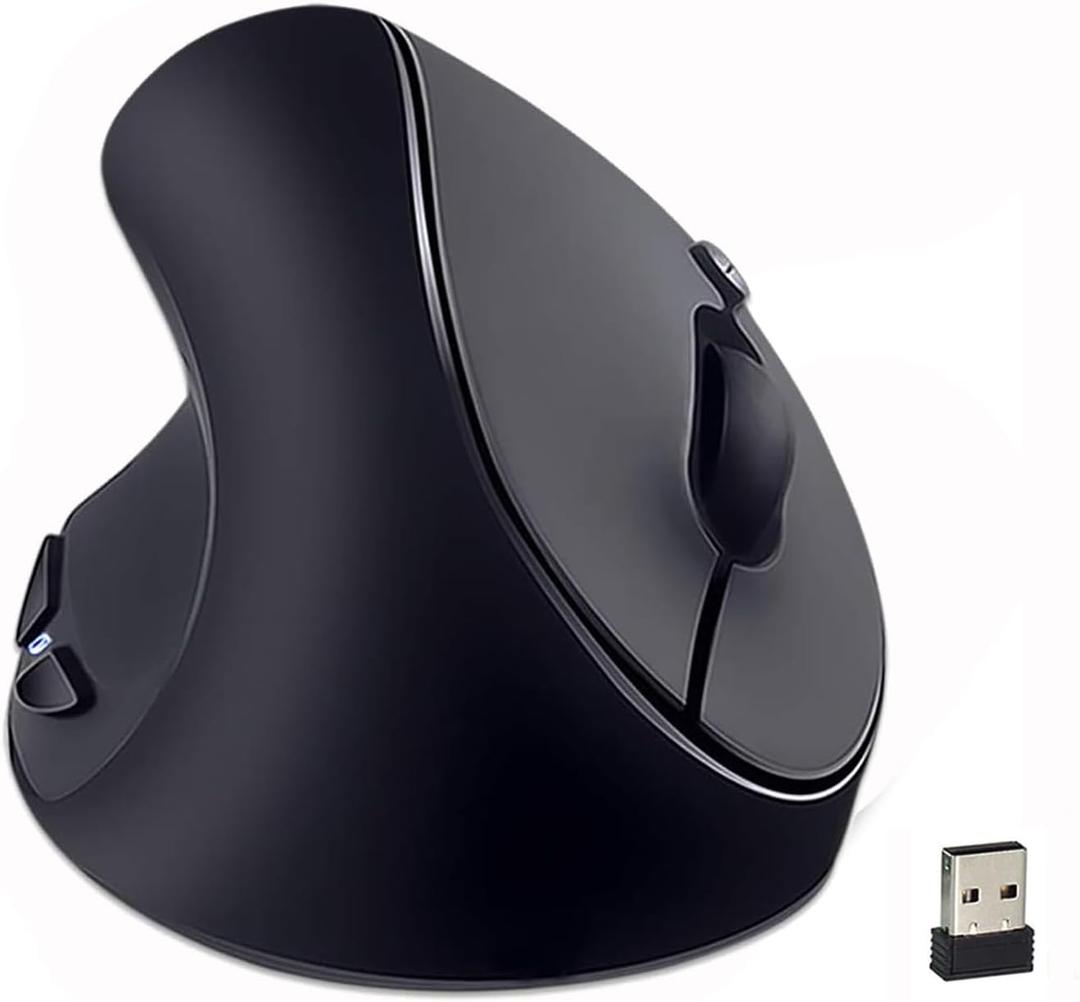 Left-Handed Mouse,2.4GHz Ergonomic Vertical DPI 800/1200/1600 Wireless Mouse with USB Receiver for Left Hand,Black