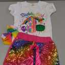 IBTOM CASTLE Watermelon 1st Birthday Rainbow Cake Smash Short Set with Princess Romper/Headband for Baby Girls Photo Shoot