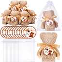 Mindsoft 24 Sets Baby Shower Favor Set with Coral Fleece Bear Towel Organza Bags and Cards Soft Hand Bath Towel for Gift Baby Shower Christening Baptism Party Favor