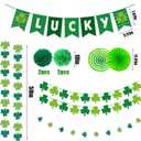 4 x St Patricks Day Decorations Pre-Assembled Shamrock Lucky Banner Garlands Clover Hanging Swirls Irish Decor for Home Saint Patrick Party Supplies