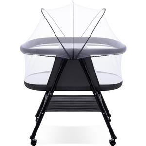 GYARING Baby bassinets,3 in1 Baby Crib, Sturdy, Portable & Easy to Assemble,Mosquito net and Portable Bag Included. (Black)