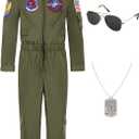 Fighter Pilot Costume for Boys Kids Flight Suit Halloween Costumes Party Dress Up