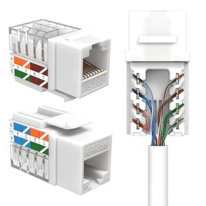 SATMAXIMUM Keystone Jack Cat5e Ethernet Wall Jack 45-Degree UTP Punch Down RJ45 Slim Profile Speed Termination White – Pack of 5/10/20/30/50 - Easier Termination Than 90-Degree (10)