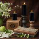 Black Pillar Candles Set of 3 - Dripless Unscented - 3x4, 3x6 & 3x8 inches Decorative Candles for Home Decor & Table Centerpieces