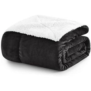 MOONLIGHT20015 Sherpa Throw Blanket - (Black, 45X40 Inches) Soft and Warm Blankets for Winter Thick, Fluffy and Plush Blanket for Bed, Sofa, Camping and Travel