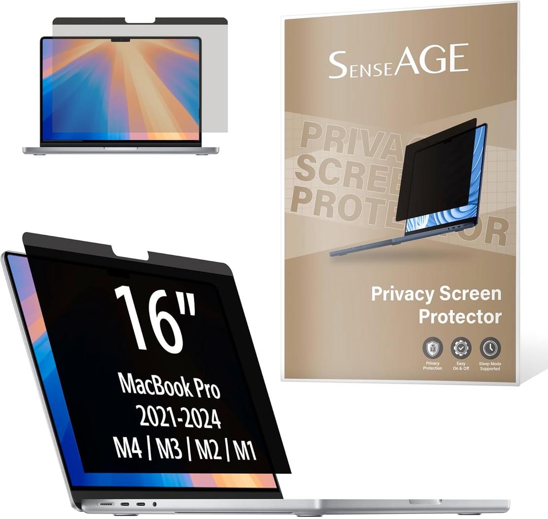 SenseAGE Magnetic Privacy Screen Filter For Macbook Pro 16 inch (2021-2024 M1, M2, M3, M4, Pro, Max), Privacy Screen Protector, Anti-Blue Light Screen Filter, Compatible with Macbook Pro 16 inch