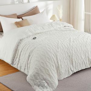 Heated Comforter Blanket Queen Size with Wireless LCD Controller, Tufted Fast Heating Electric Quilt, 6 Heat Levels & 2-10H Time Settings, UL Certified, White Queen 90" x 90"