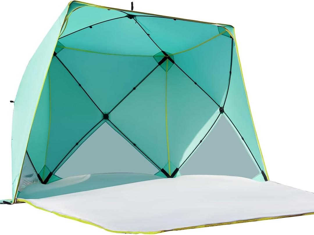 Old Bahama Bay Pop Up Beach Tent, Portable Shade Sun Shelter UPF50+ UV Protection for 4 Person Extendable Floor for Fishing Hiking Camping, Waterproof WindproofMint Green
