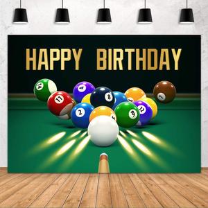 Happy Birthday Backdrop FHZON 5x3ft Snooker Contest Beginning Entertainment Game Photography Background Theme Party Fiesta Banner Table Decor Photo Booth Props 