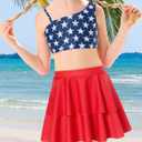 RAISEVERN Girls Swimsuit 3 Piece Bathing Suits Cute Quick Dry Bikini Tankini Sets with Cover Ups Beach Skirt for 5T