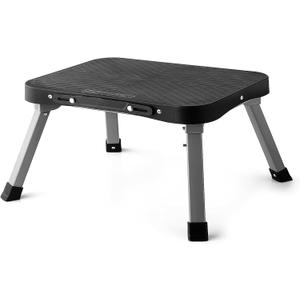 11" Folding Step Stool, Non-Slip 16x12 Large Platform, Portable Compact Sturdy Steel Frame for Kids Adults Seniors at Indoor Outdoor - Durable & Safe, Black