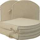 Outdoor Chair Cushions, Fade-Resistant & Water-Resistant, D Shaped Patio Furniture Seat Chair Pads Replacement with Ties, Non-Slip Bottom, Removable Cover, Set of 4, 17 x 16 Inch, Natural, 17" x 16" 4 Pack
